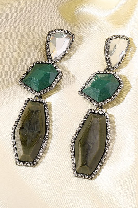 Geo Green Earrings