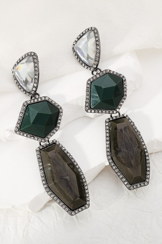 Geo Green Earrings