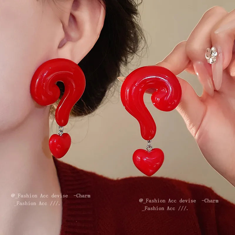 Question Heart Earrings
