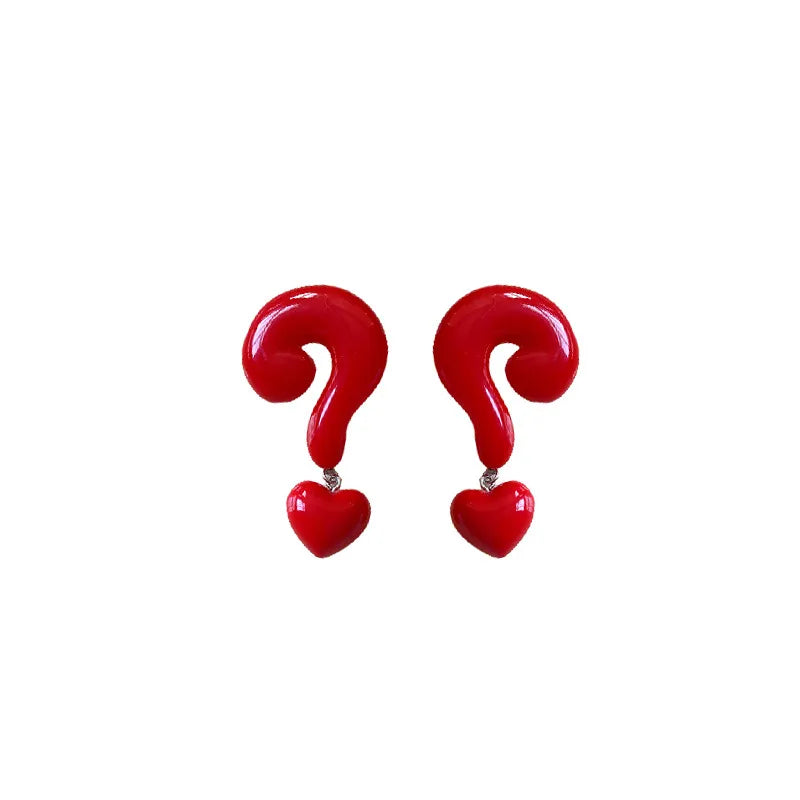 Question Heart Earrings
