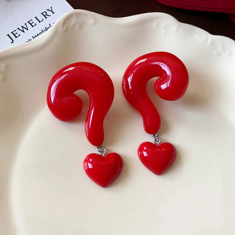 Question Heart Earrings